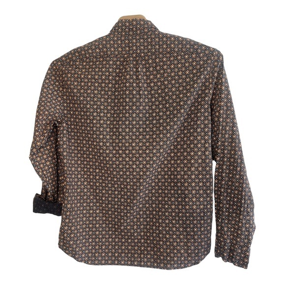 J Crew Stretch Mens Long Sleeve Floral Slim Fit Button Down Blue/Brown XL - Picture 4 of 5